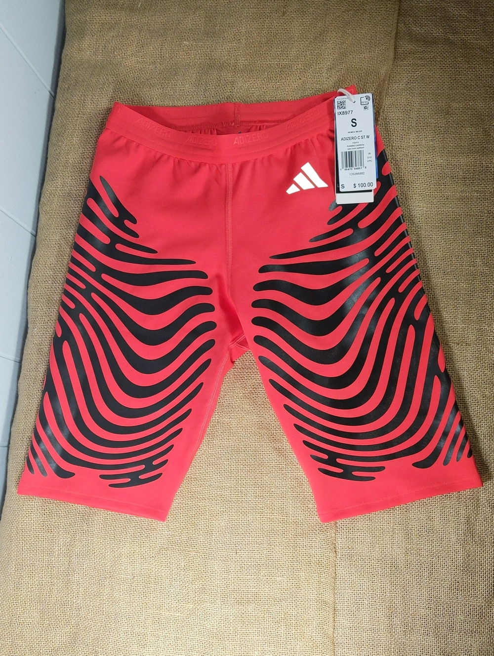 Adidas Adizero Control Running Short Leggings Women's Sz Sm, Red/Black